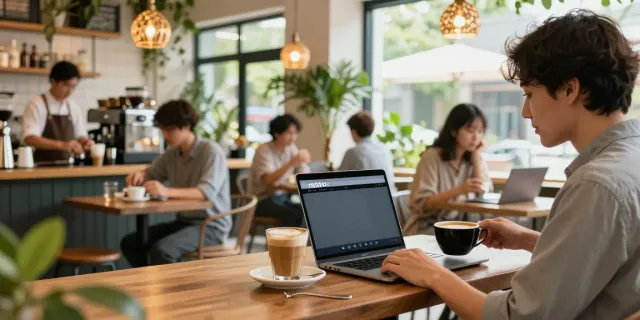 Person enjoying rokok 88 experience in a trendy café setting.