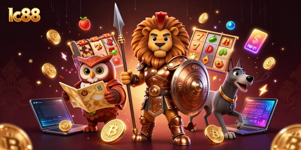 Experience the excitement of lc88 with a dynamic 3D scene featuring engaging casino elements and characters.